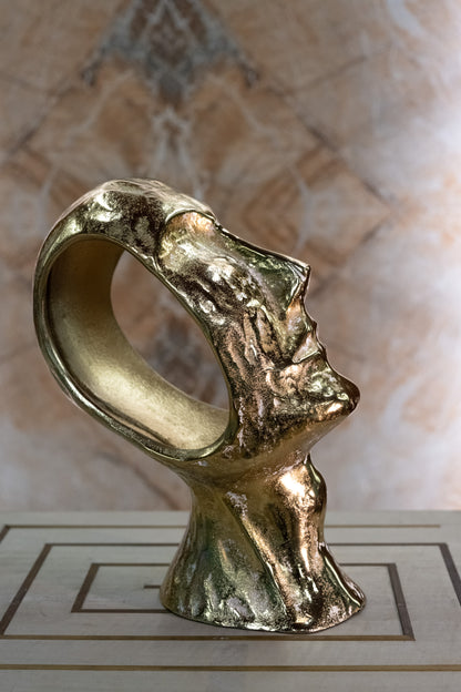 Gold Abstract Face Sculpture – Luxe Artistic Home Décor Accent